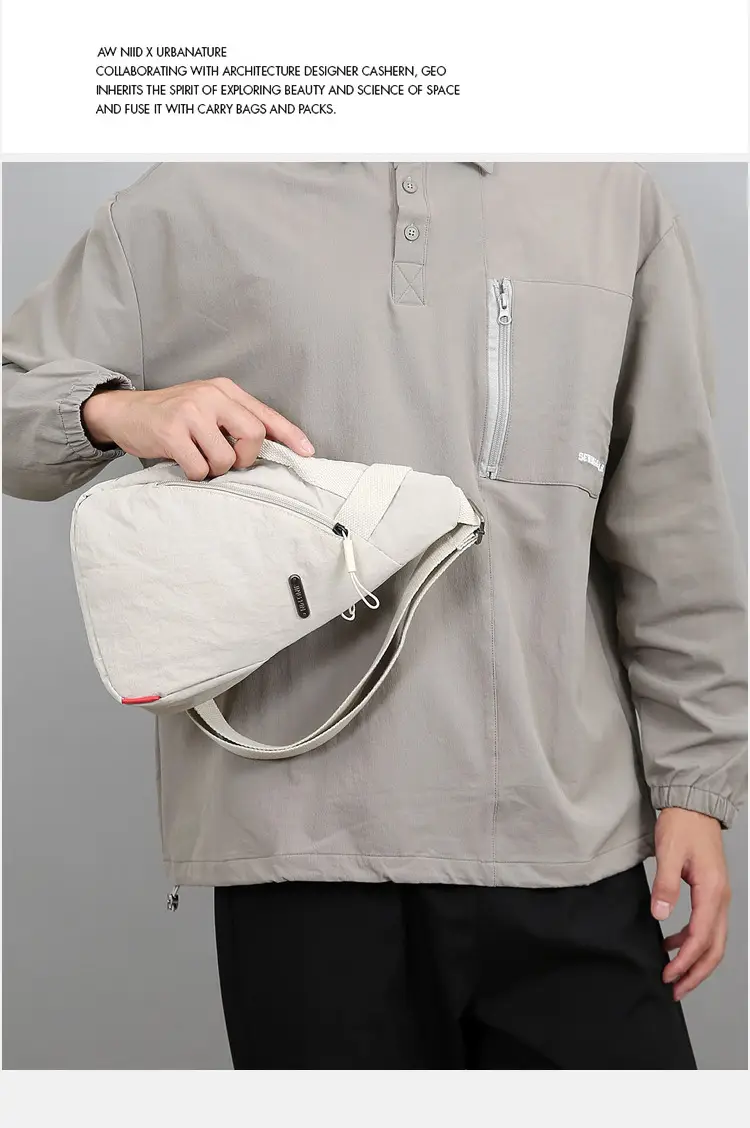 Women's Beige Zip Crossbody Bag with Leather Strap — feature 21