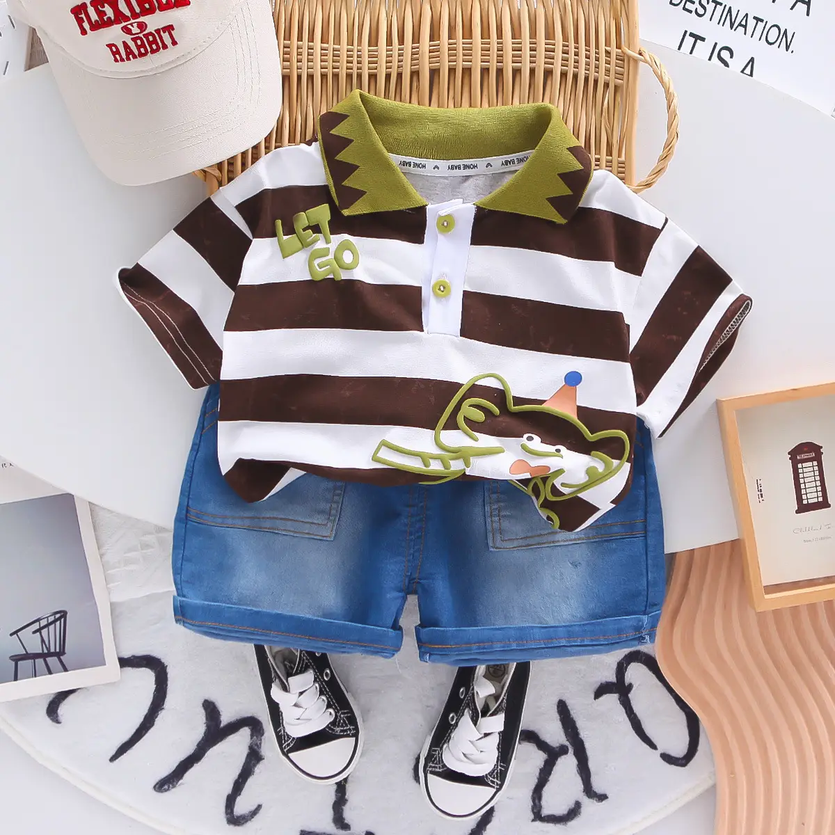 Boys 2Pc Striped Shorts T-Shirt Set Summer 2025 - Image 2