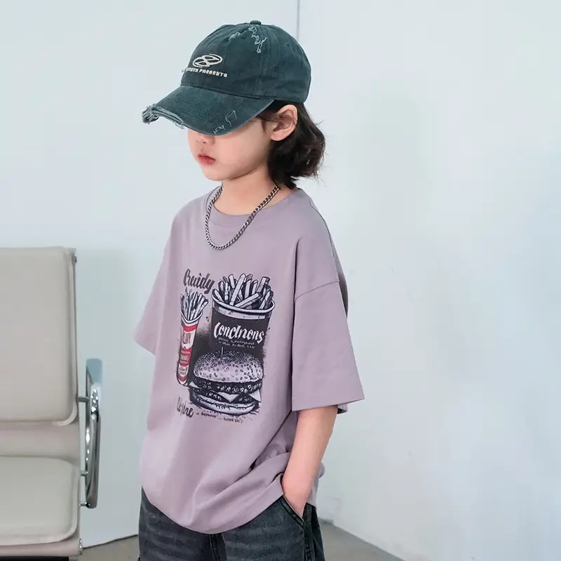 Kids Cartoon T-Shirt Purple Short Sleeve New Arrival — feature 1