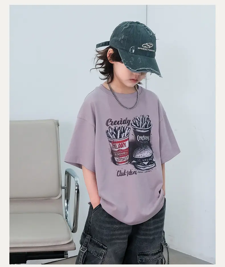 Kids Cartoon T-Shirt Purple Short Sleeve New Arrival — feature 10