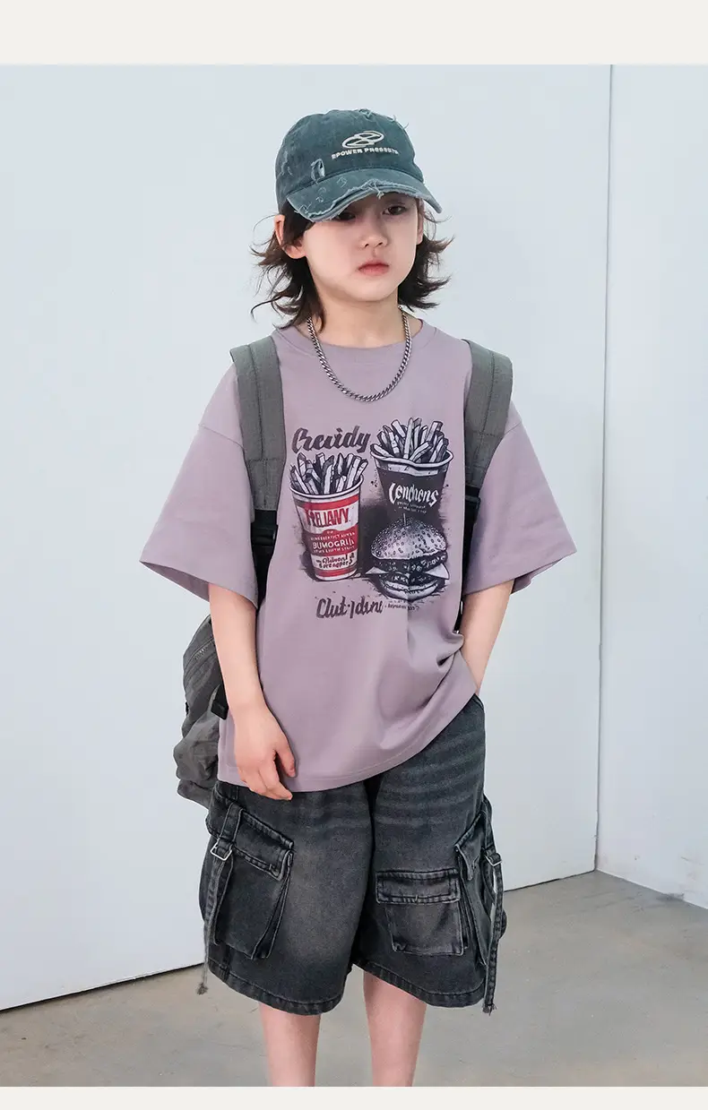 Kids Cartoon T-Shirt Purple Short Sleeve New Arrival — feature 13