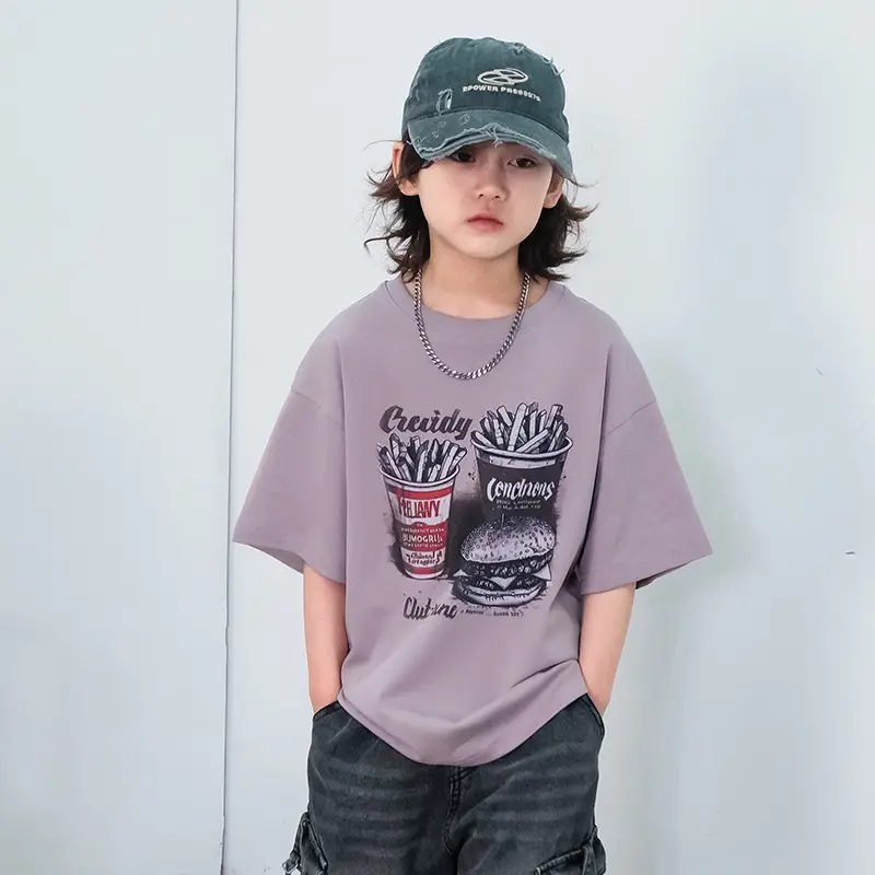 Kids Cartoon T-Shirt Purple Short Sleeve New Arrival — feature 2