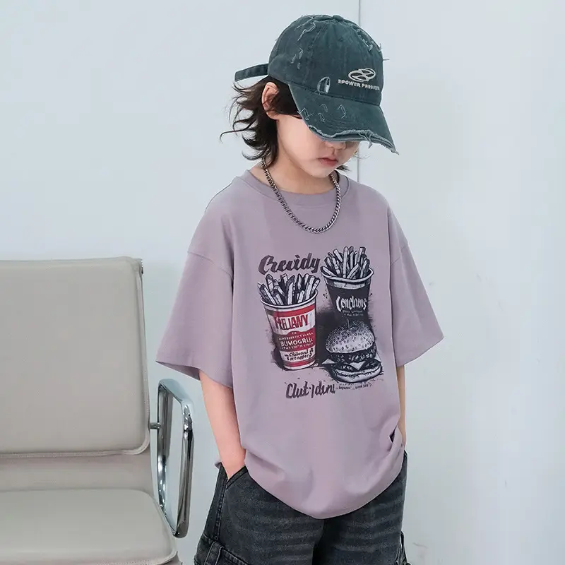 Kids Cartoon T-Shirt Purple Short Sleeve New Arrival — feature 3
