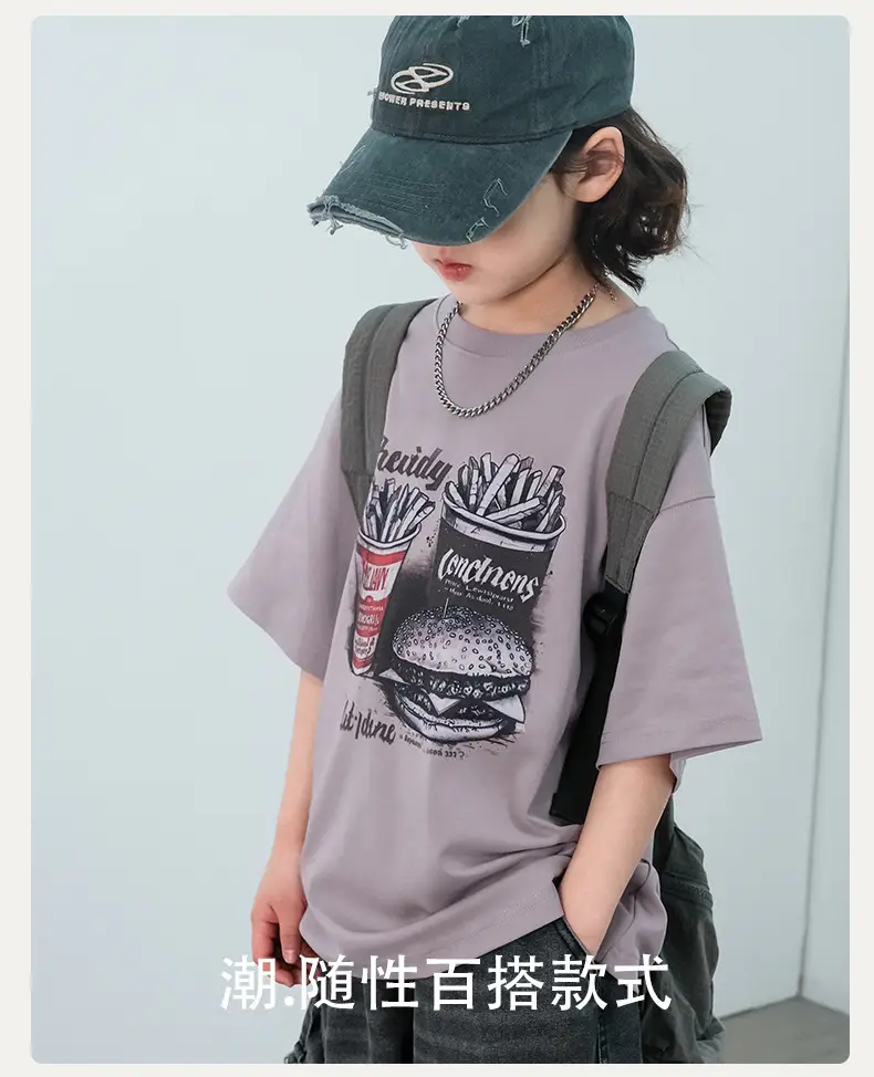 Kids Cartoon T-Shirt Purple Short Sleeve New Arrival — feature 6