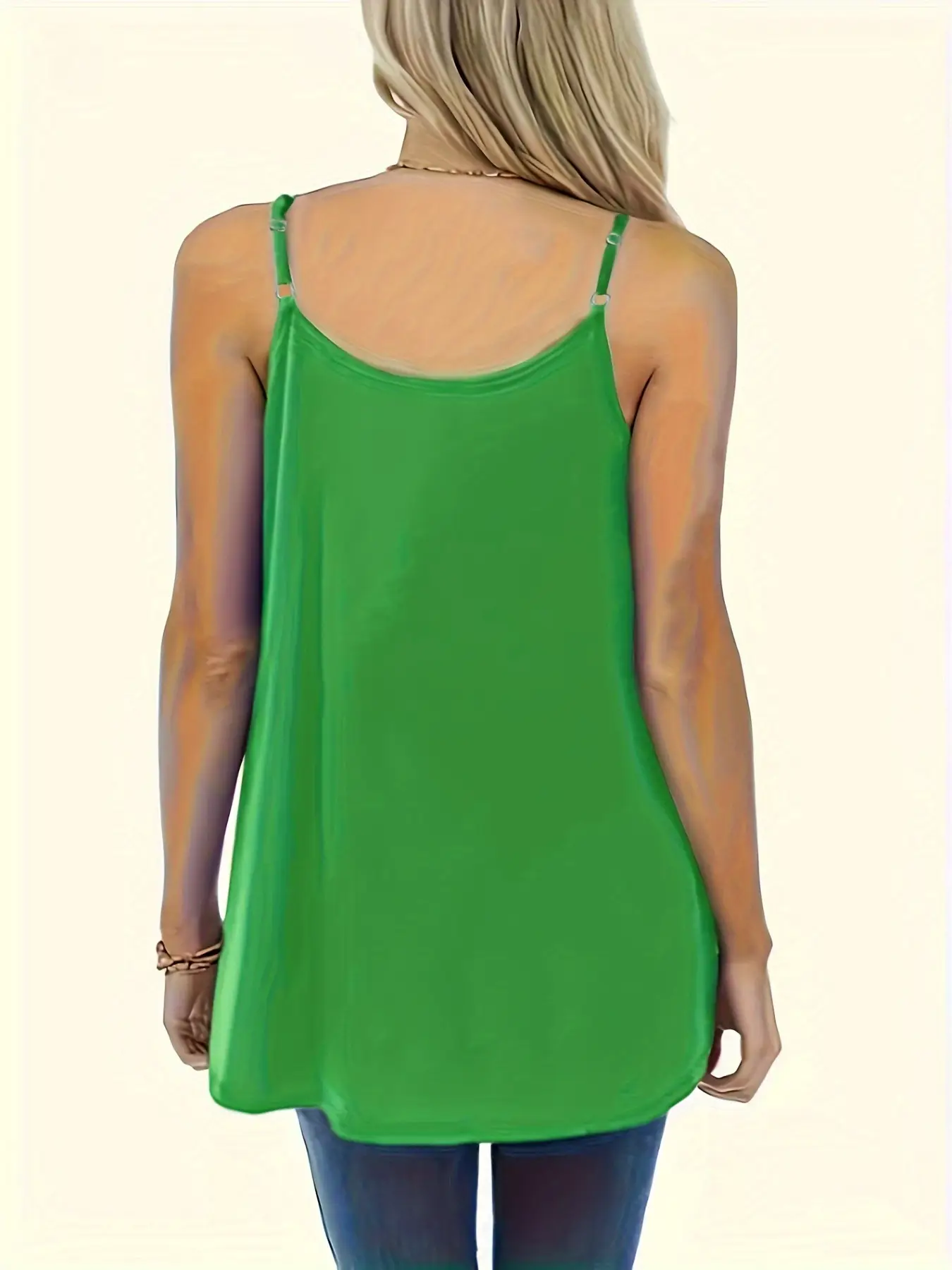 Green Pleated Shoulder Strap Vest for Women — feature 19