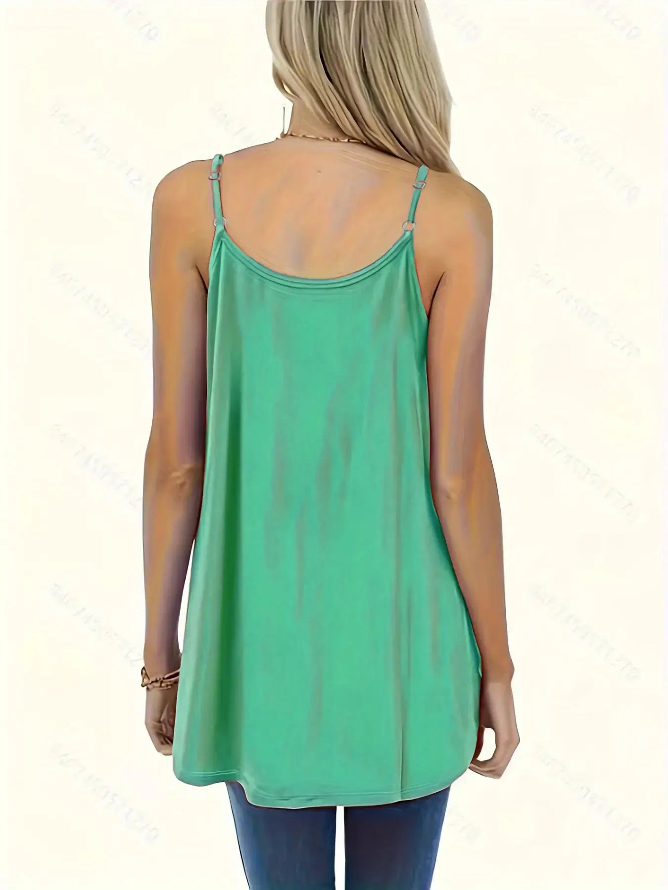 Green Pleated Shoulder Strap Vest for Women — feature 25