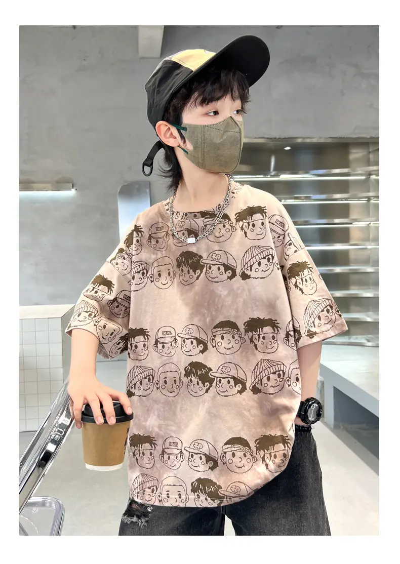 Boys Short-Sleeved T-Shirt 2025 New Kidsren's Summer Clothing Big Kidsren Half-Sleeved Fashionable Summer Korean Style T-Shirt Cartoon Top t — feature 12