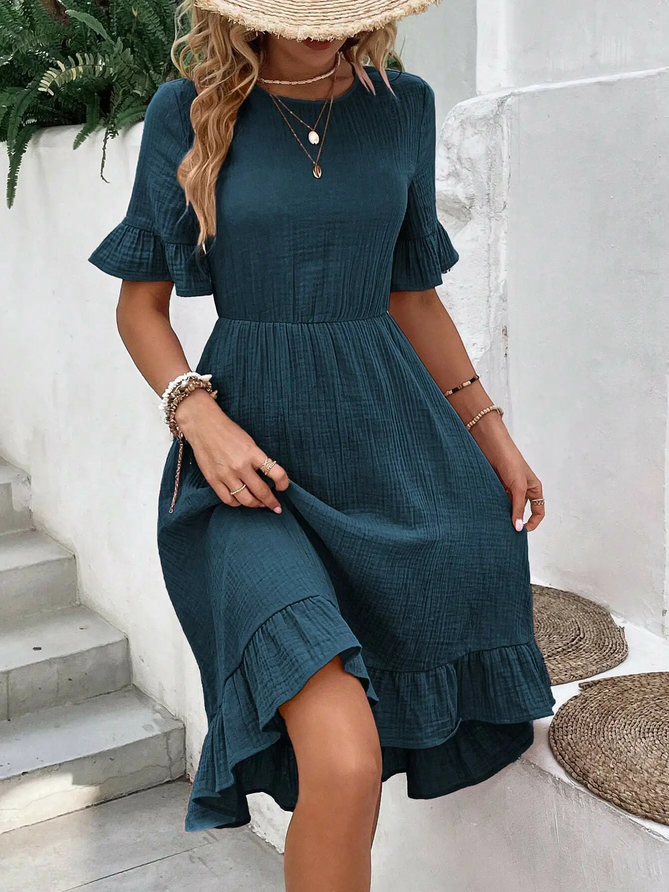2025 Green Ruffle Dress for Women Loose Casual Summer — feature 20