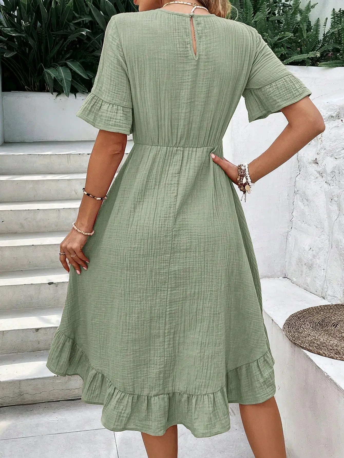 2025 Green Ruffle Dress for Women Loose Casual Summer — feature 5
