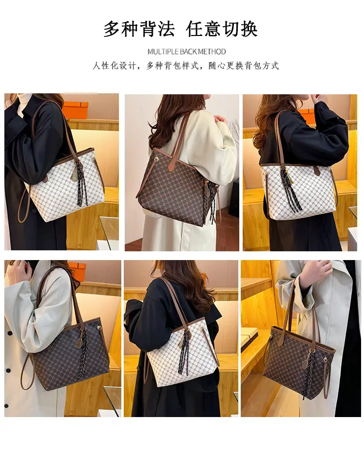 2026 Trendy Tote Bag with Vintage Print & Leather Handles — feature 12
