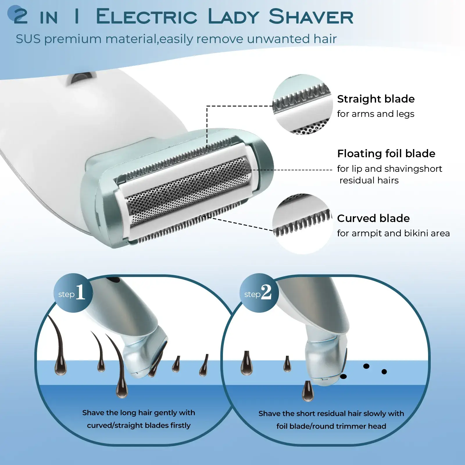 2-in-1 Electric Shaver for Men Women Hair Trimmer — feature 4