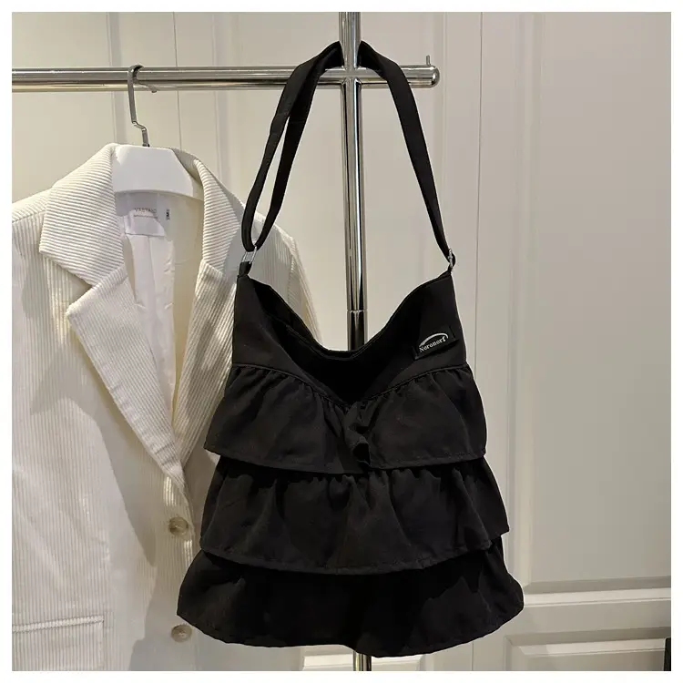 Women Ruffled Bucket Bag with Leather Shoulder Crossbody — feature 20