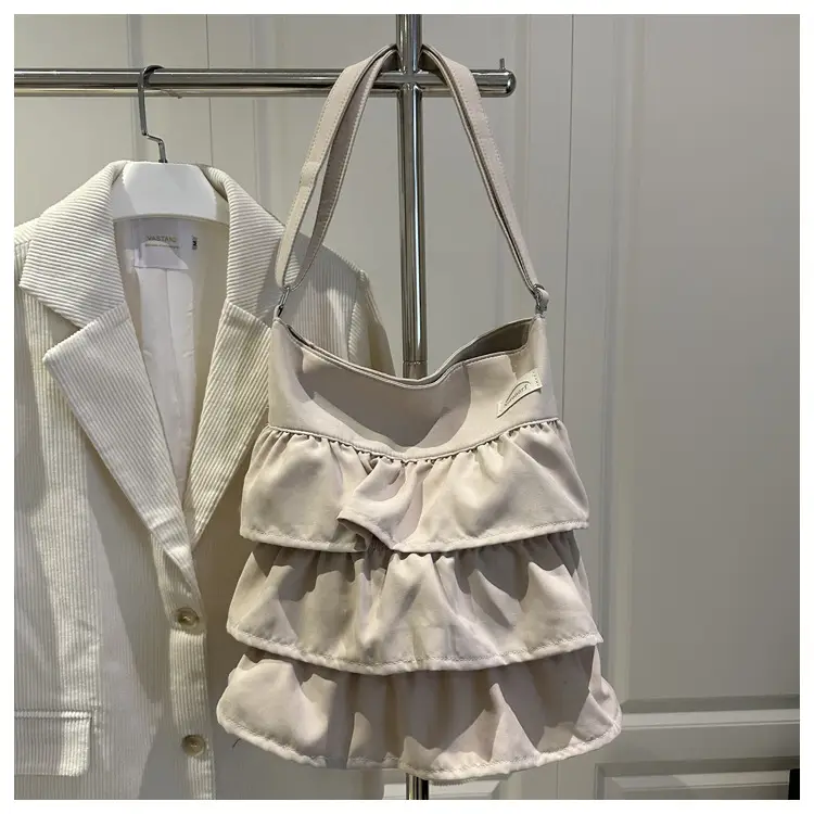 Women Ruffled Bucket Bag with Leather Shoulder Crossbody — feature 21