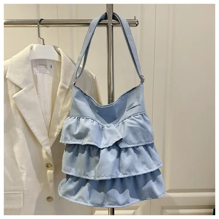 Women Ruffled Bucket Bag with Leather Shoulder Crossbody — feature 22