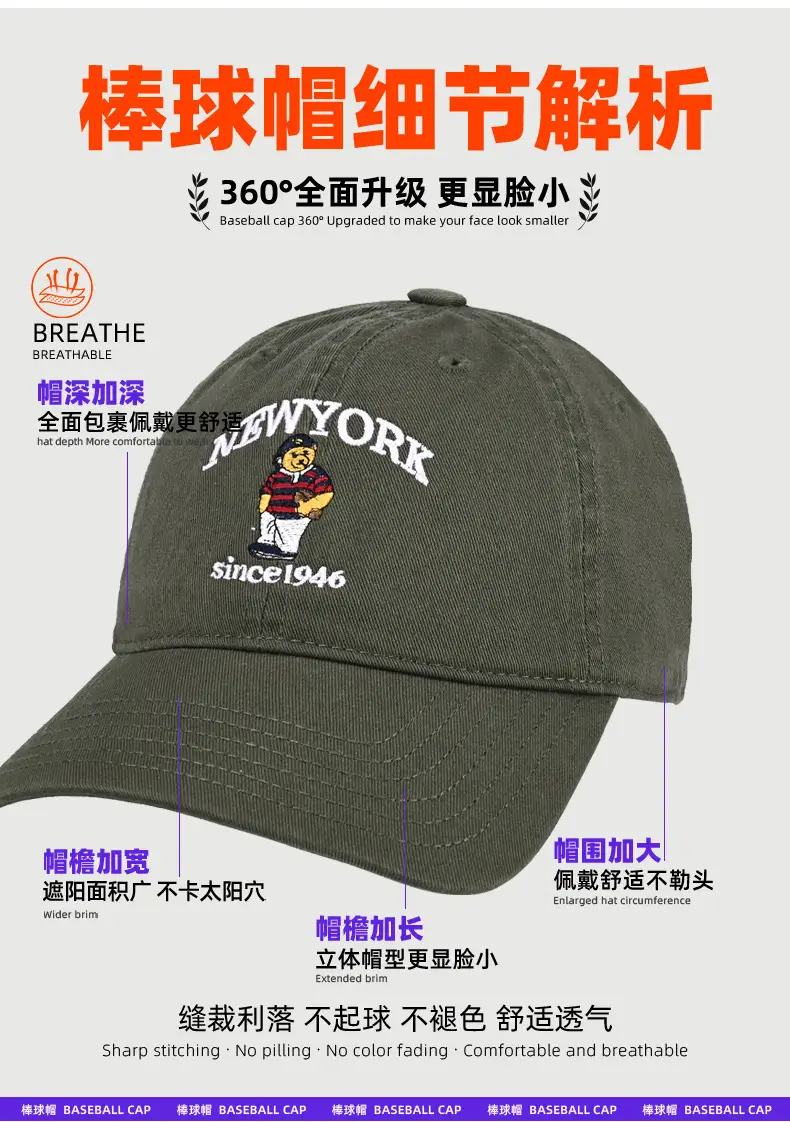 New York Cartoon Cap Black Duckbill Face-Slimming Sunshade — feature 12