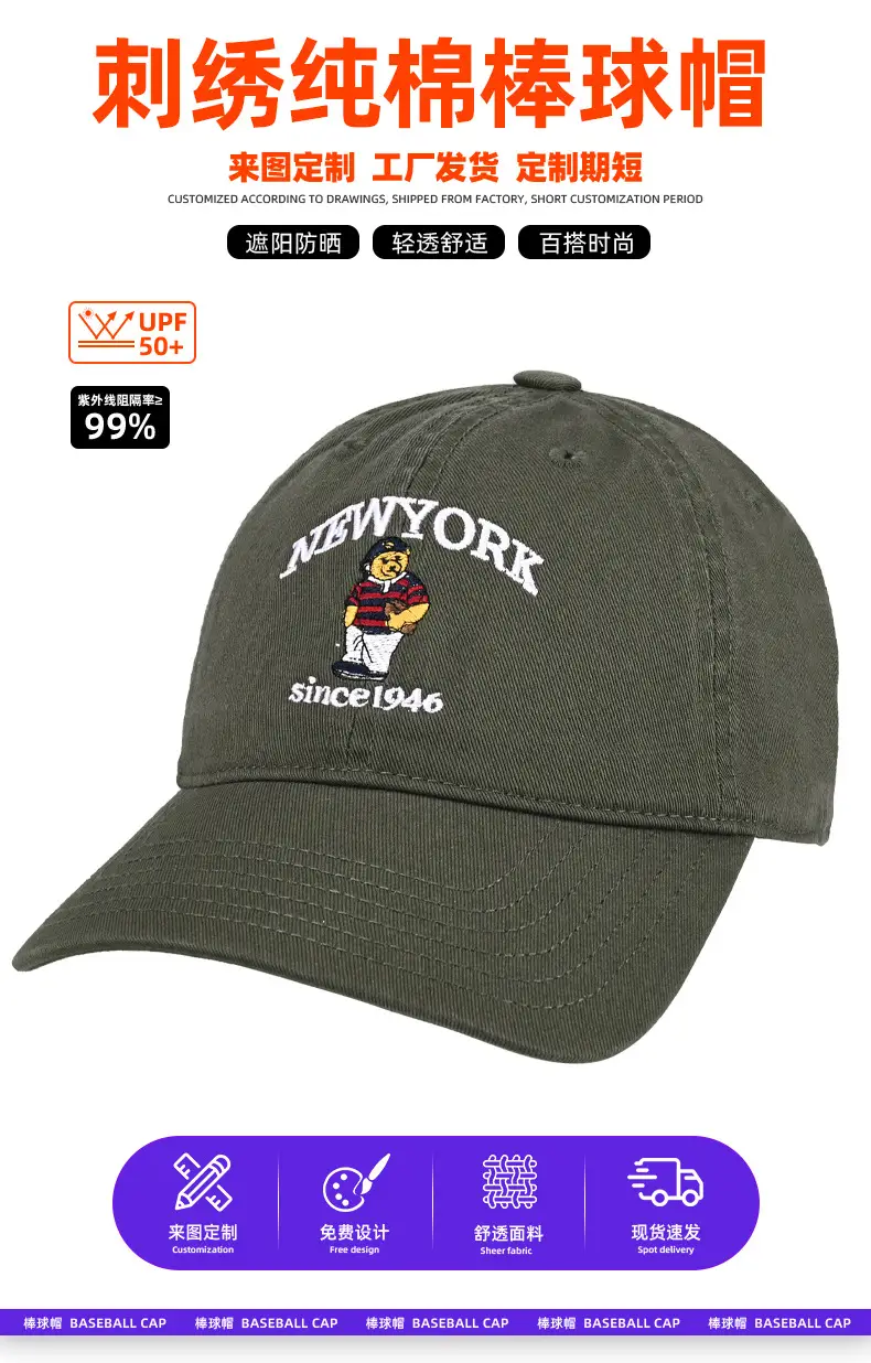 New York Cartoon Cap Black Duckbill Face-Slimming Sunshade — feature 5