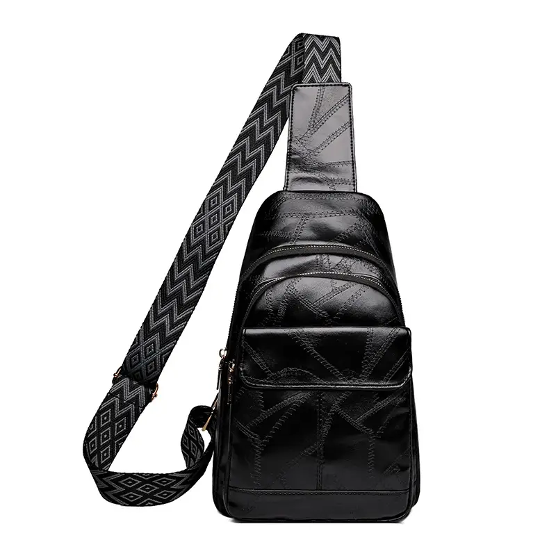 Black Quilted Crossbody Bag for Women - Image 2