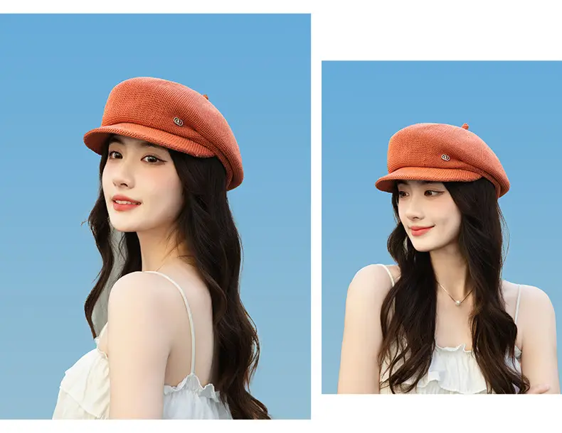 Women's Knitted Beige Cap with Bear Ears Sunshade Hat — feature 16