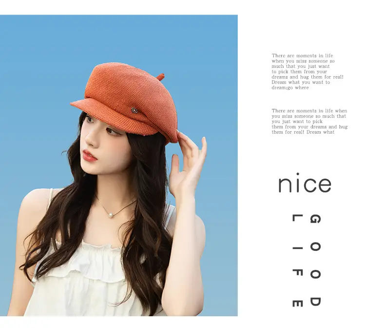 Women's Knitted Beige Cap with Bear Ears Sunshade Hat — feature 18