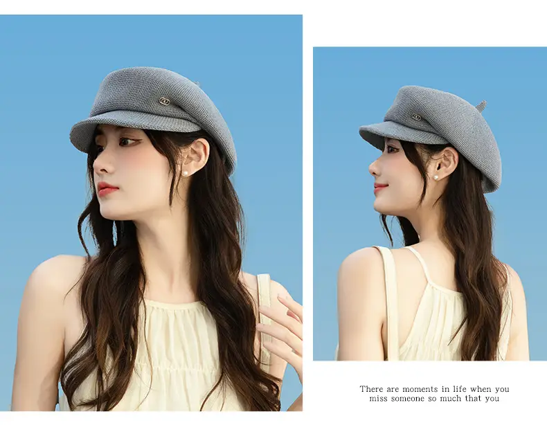 Women's Knitted Beige Cap with Bear Ears Sunshade Hat — feature 8