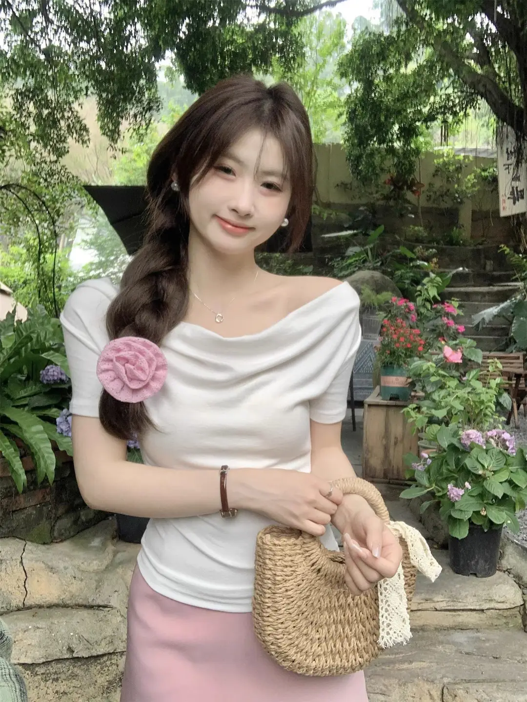 French Style Swing Collar off-shoulder Acetic Acid Top Women's Summer New Silk Short-sleeved T-shirt Pleated Waist Elegant Small Shirt — feature 17