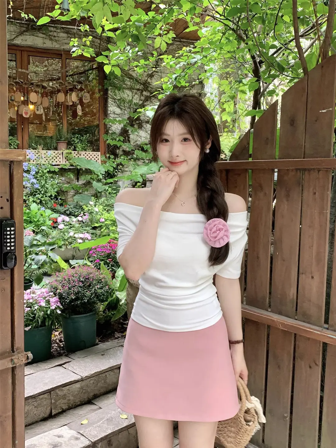 French Style Swing Collar off-shoulder Acetic Acid Top Women's Summer New Silk Short-sleeved T-shirt Pleated Waist Elegant Small Shirt — feature 21
