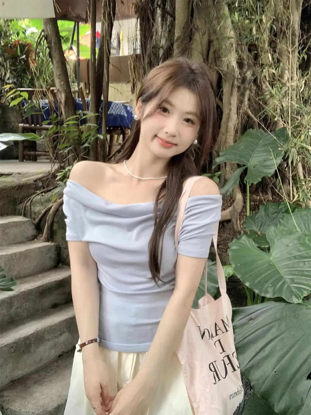 French Style Swing Collar off-shoulder Acetic Acid Top Women's Summer New Silk Short-sleeved T-shirt Pleated Waist Elegant Small Shirt — feature 4