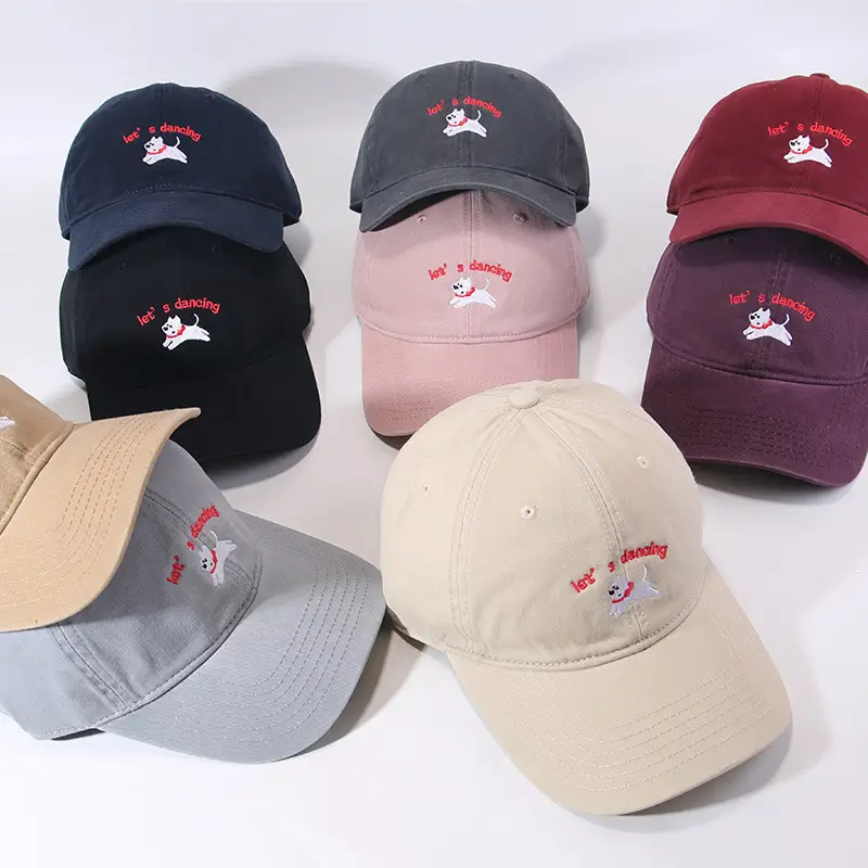 Maroon Embroidered "Let's Puppies" Cap for Girls