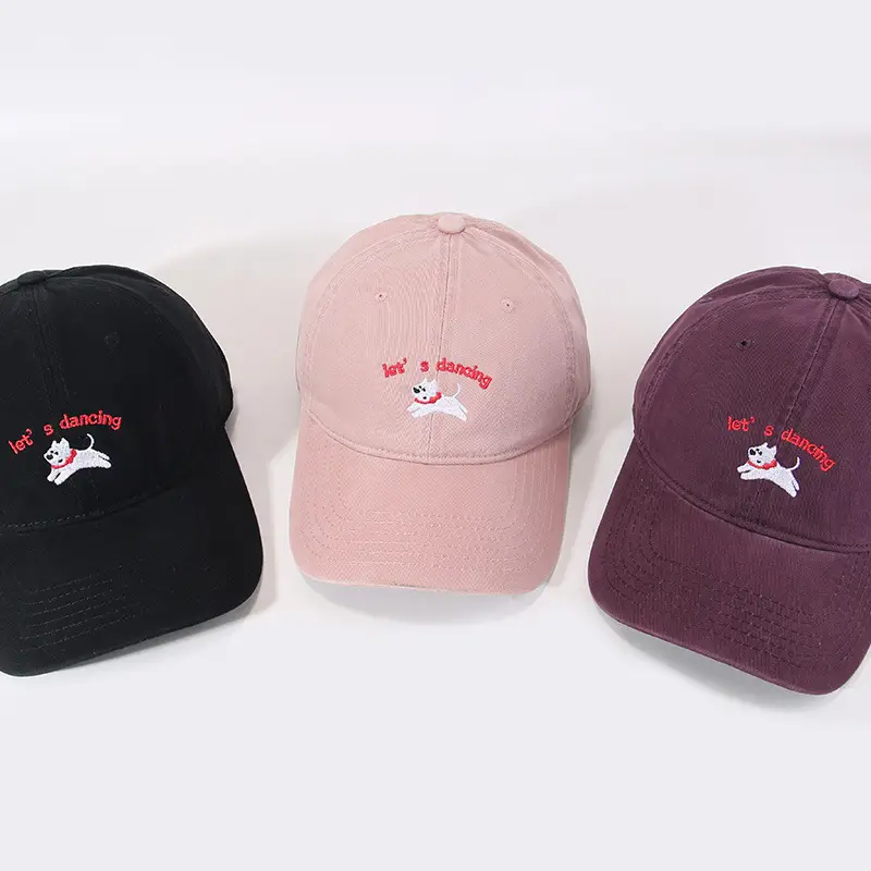 Maroon Embroidered "Let's Puppies" Cap for Girls