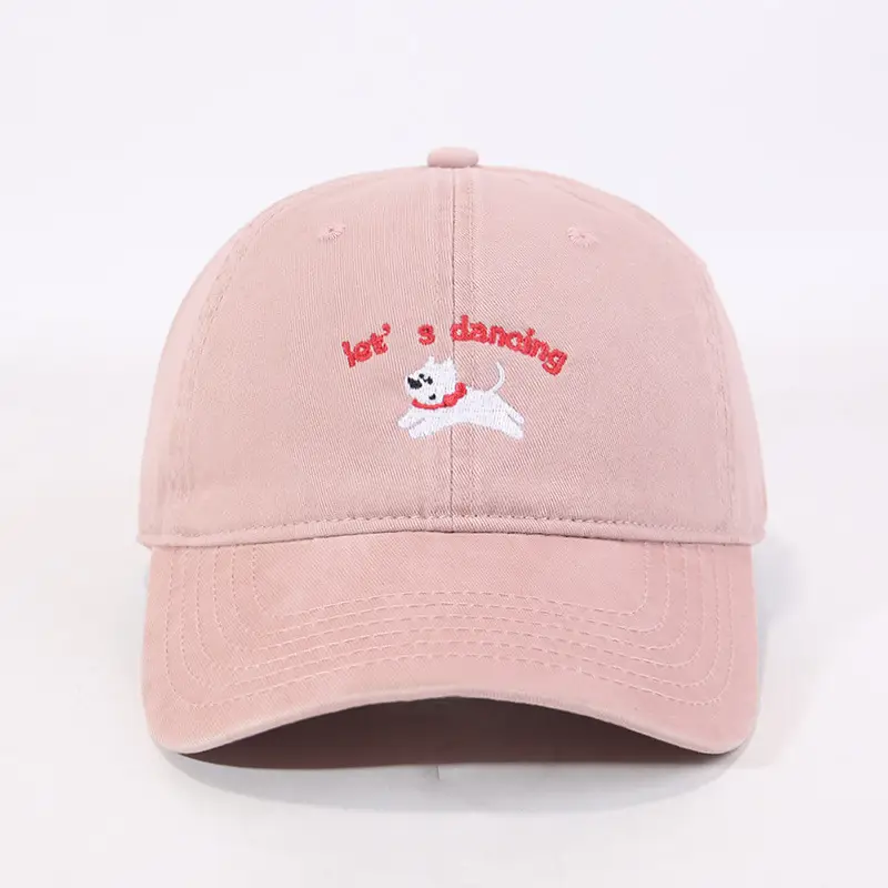 Maroon Embroidered "Let's Puppies" Cap for Girls