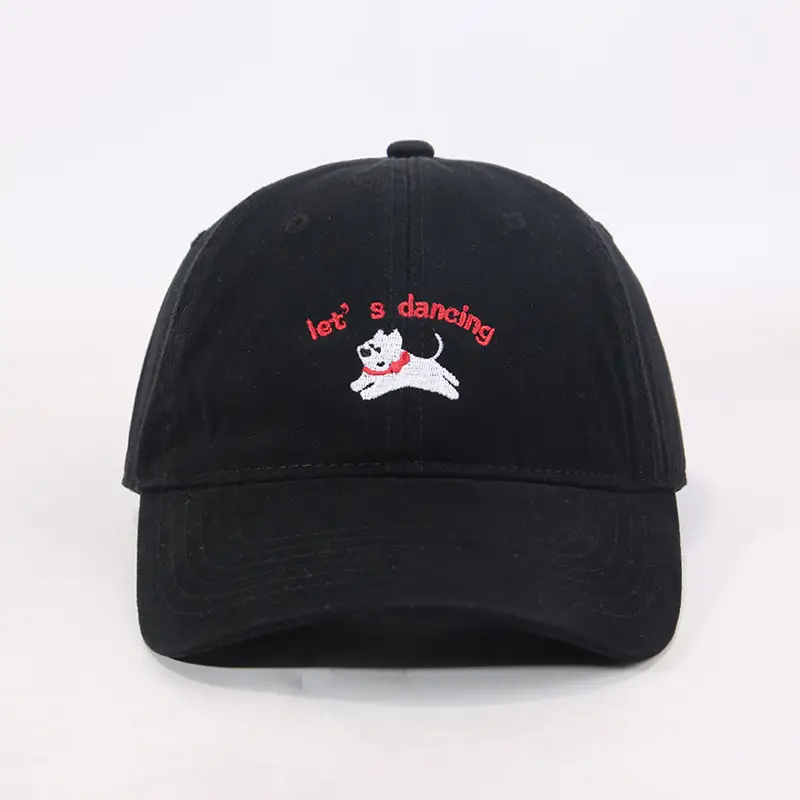 Maroon Embroidered "Let's Puppies" Cap for Girls