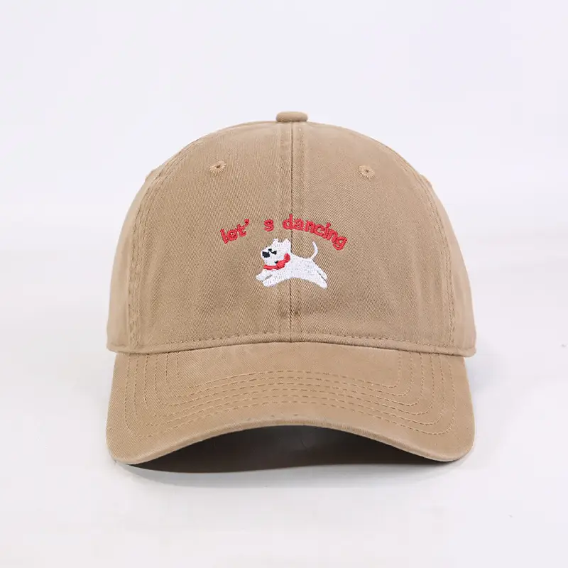Maroon Embroidered "Let's Puppies" Cap for Girls