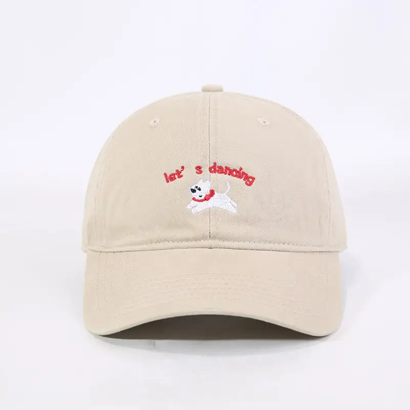 Maroon Embroidered "Let's Puppies" Cap for Girls