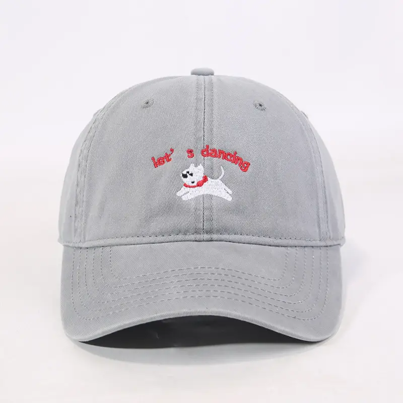 Maroon Embroidered "Let's Puppies" Cap for Girls