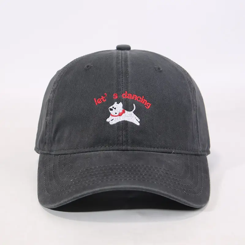 Maroon Embroidered "Let's Puppies" Cap for Girls