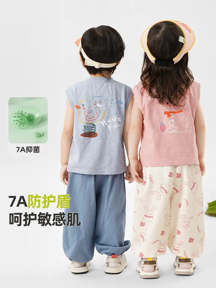 Kaka Panda Boys Vest Sleeveless Baby Girls Summer Wear - Image 5