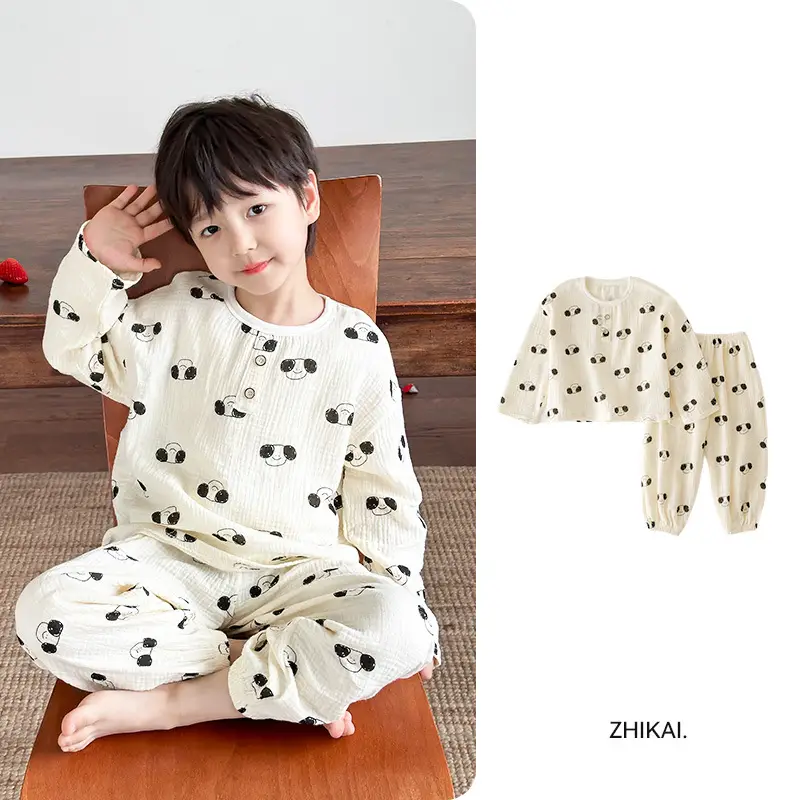 Children's Pajamas Spring and Summer Cotton Home Clothes suit New Boys and Girls Spring Clothes Baby Summer Gauze Long Sleeve