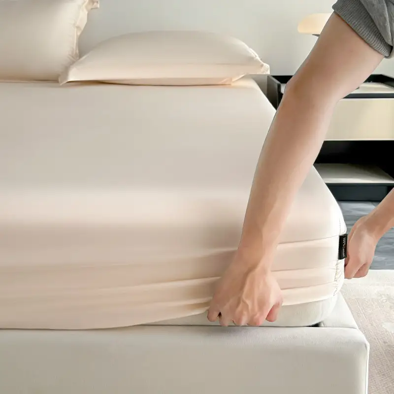 Light Luxury and High-End Feel Long-Staple Cotton Fitted Sheet, Single Piece, All-Cotton Mattress Protector, Pure Cotton Full-Cover Bed Cover, Bedding Supplies