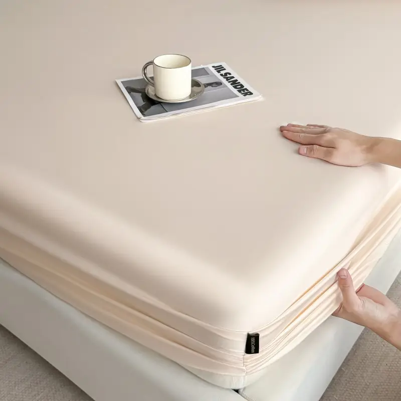 Light Luxury and High-End Feel Long-Staple Cotton Fitted Sheet, Single Piece, All-Cotton Mattress Protector, Pure Cotton Full-Cover Bed Cover, Bedding Supplies