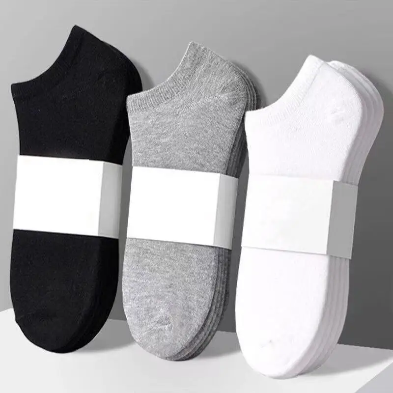 Socks Men's Short Socks Shallow Mouth Summer Non-Pure Cotton Deodorant Sweat Absorbing Men's Sports Boat Socks Zhuji White Summer