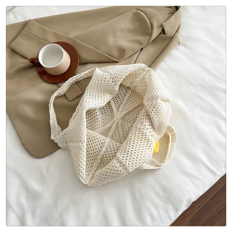 Women Woven Floral Shoulder Bag Yellow Blue Flower — feature 35