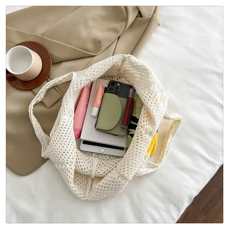 Women Woven Floral Shoulder Bag Yellow Blue Flower — feature 36