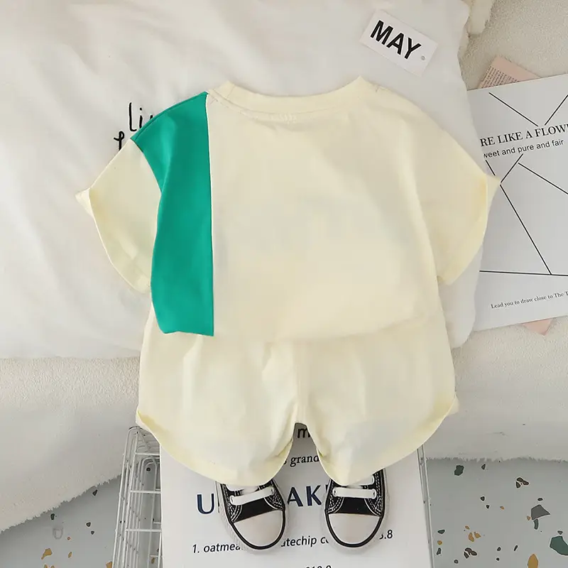Yihao Kids' Brown Printed Two-Piece Summer Suit for Boys - Image 7
