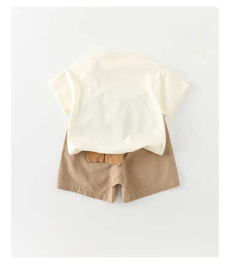Boys T-Shirt Shorts Set Cream Brown Summer 2026 — feature 10
