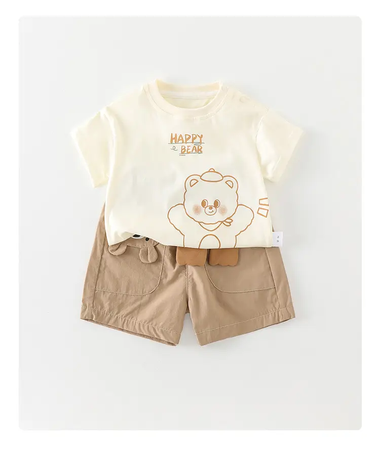 Boys T-Shirt Shorts Set Cream Brown Summer 2026 — feature 11