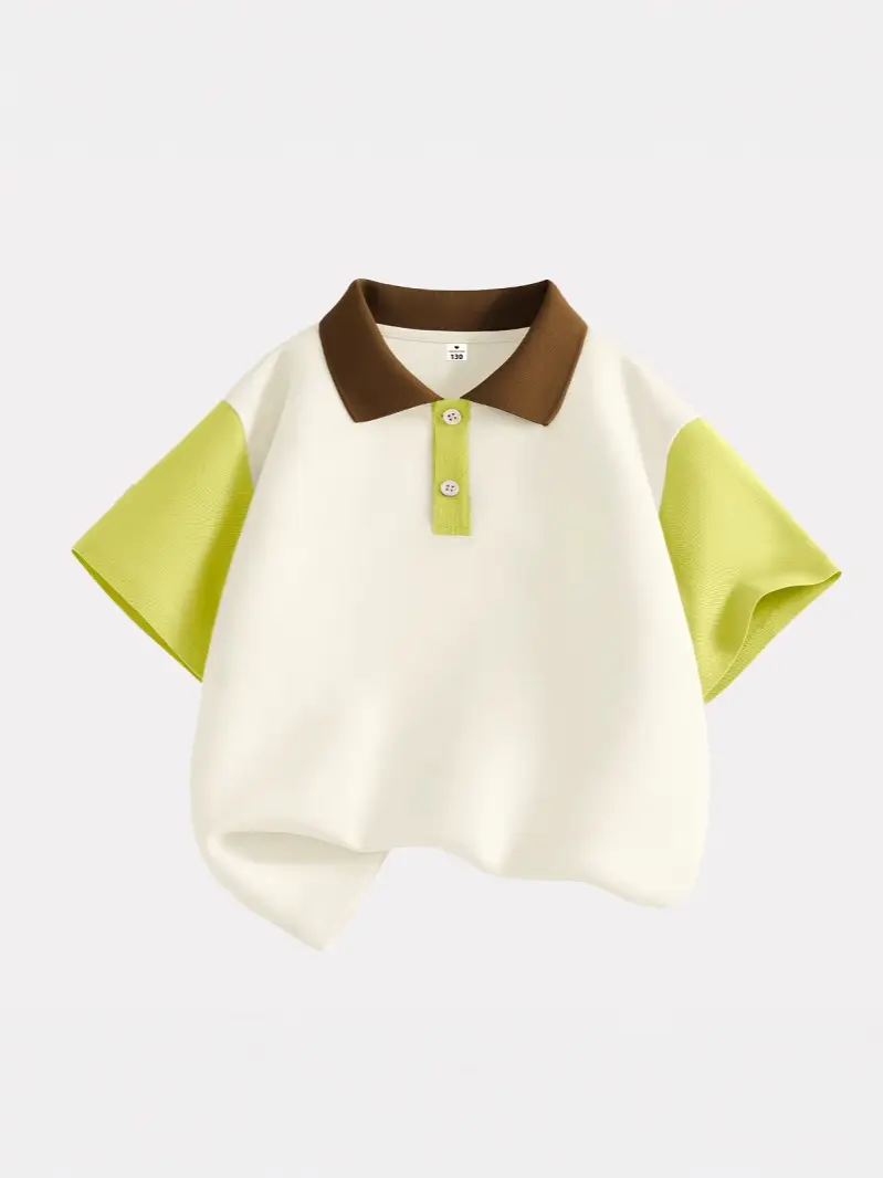 Boys Polo Shirt Sleeve Summer 2025 Brown Button - Image 6