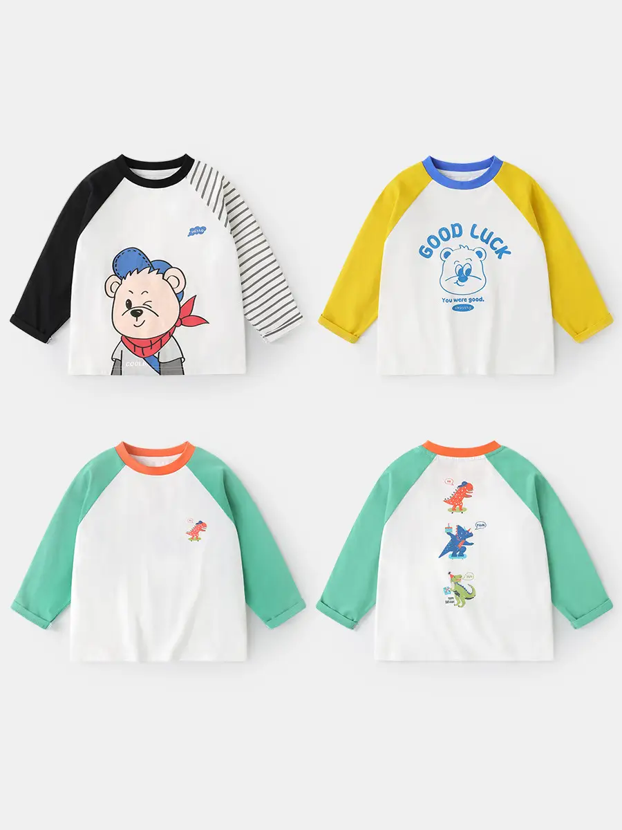 Toddler Pure Cotton Long Sleeve T-Shirt Yellow White - Image 6