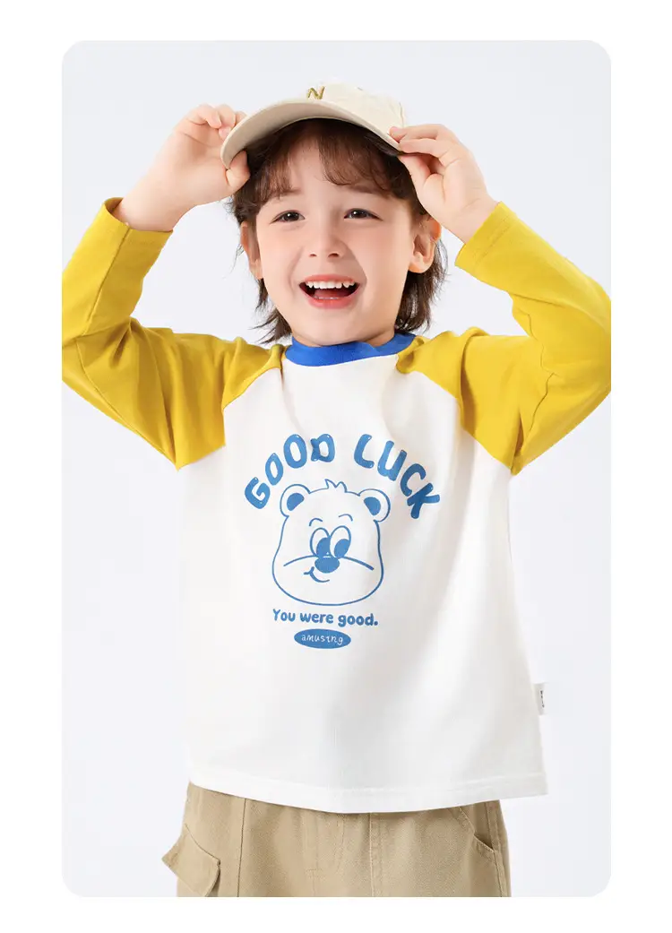 Toddler Pure Cotton Long Sleeve T-Shirt Yellow White — feature 18