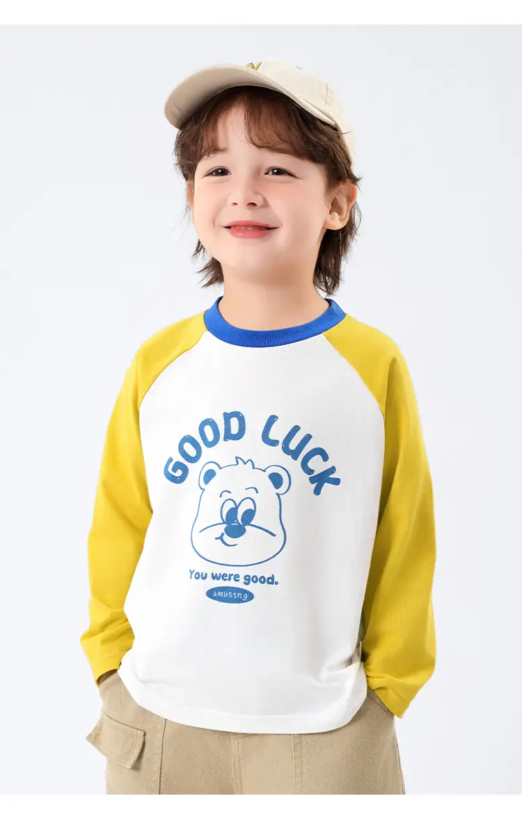 Toddler Pure Cotton Long Sleeve T-Shirt Yellow White — feature 19