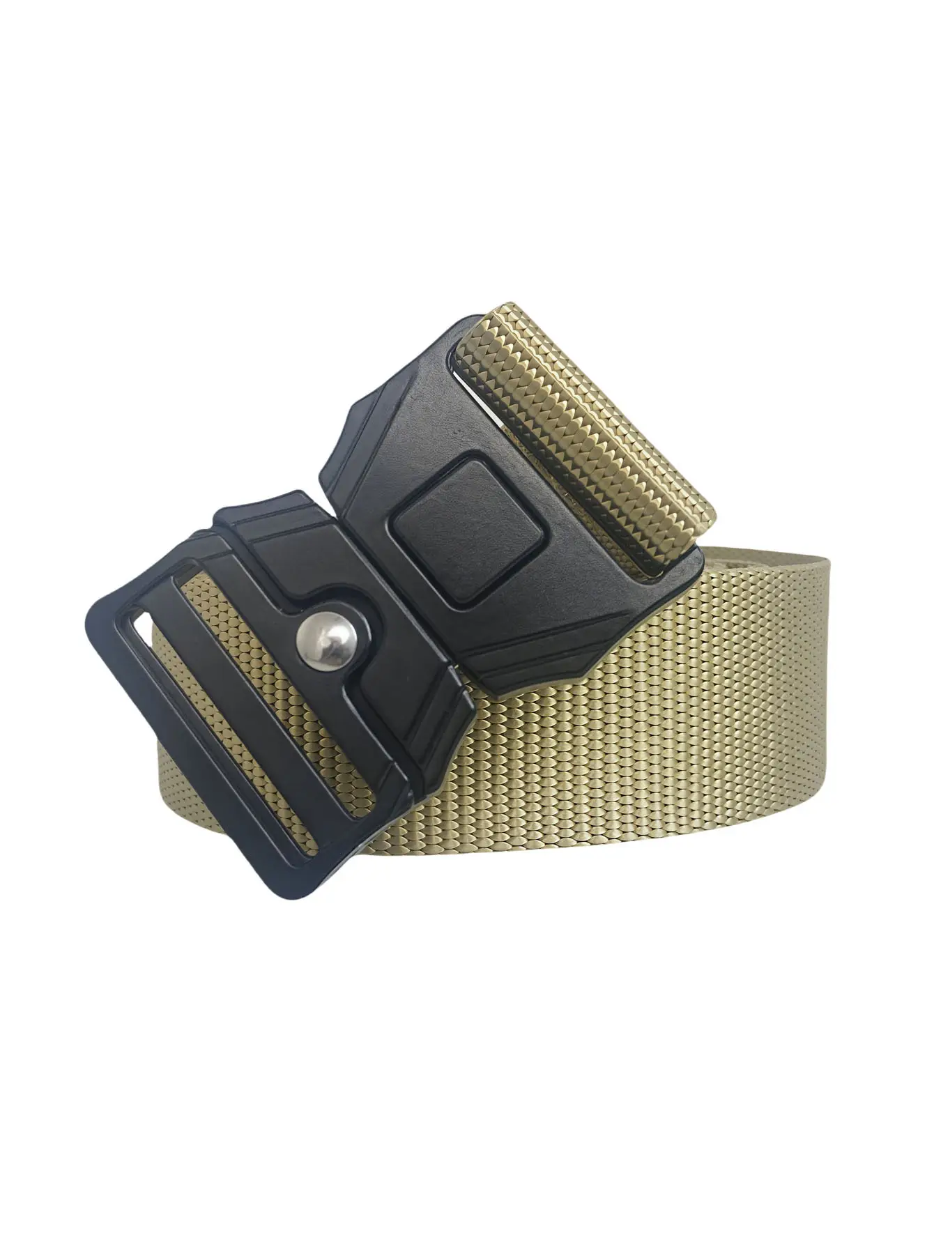 Men's Gold Mesh Elastic Belt with Black Buckle